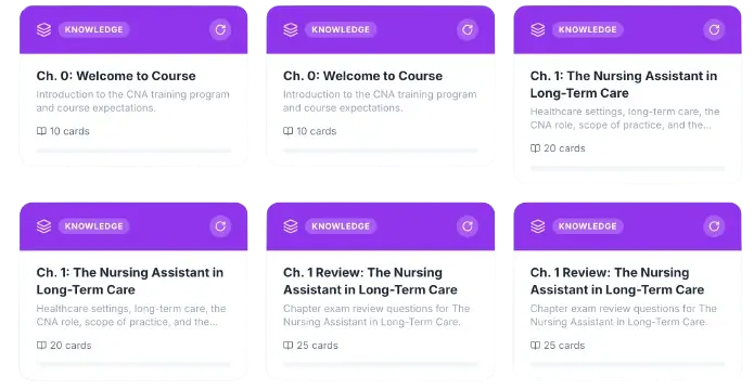 Flashcard chapter library preview